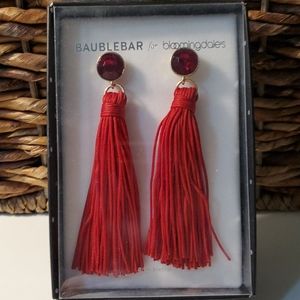 New in box Baublebar red tassle earrings